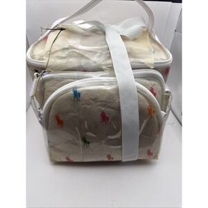 Clear Polo Ralph Lauren Pony Logo Makeup Pouch Toiletry Kit Travel 3 Pc Y2k RARE